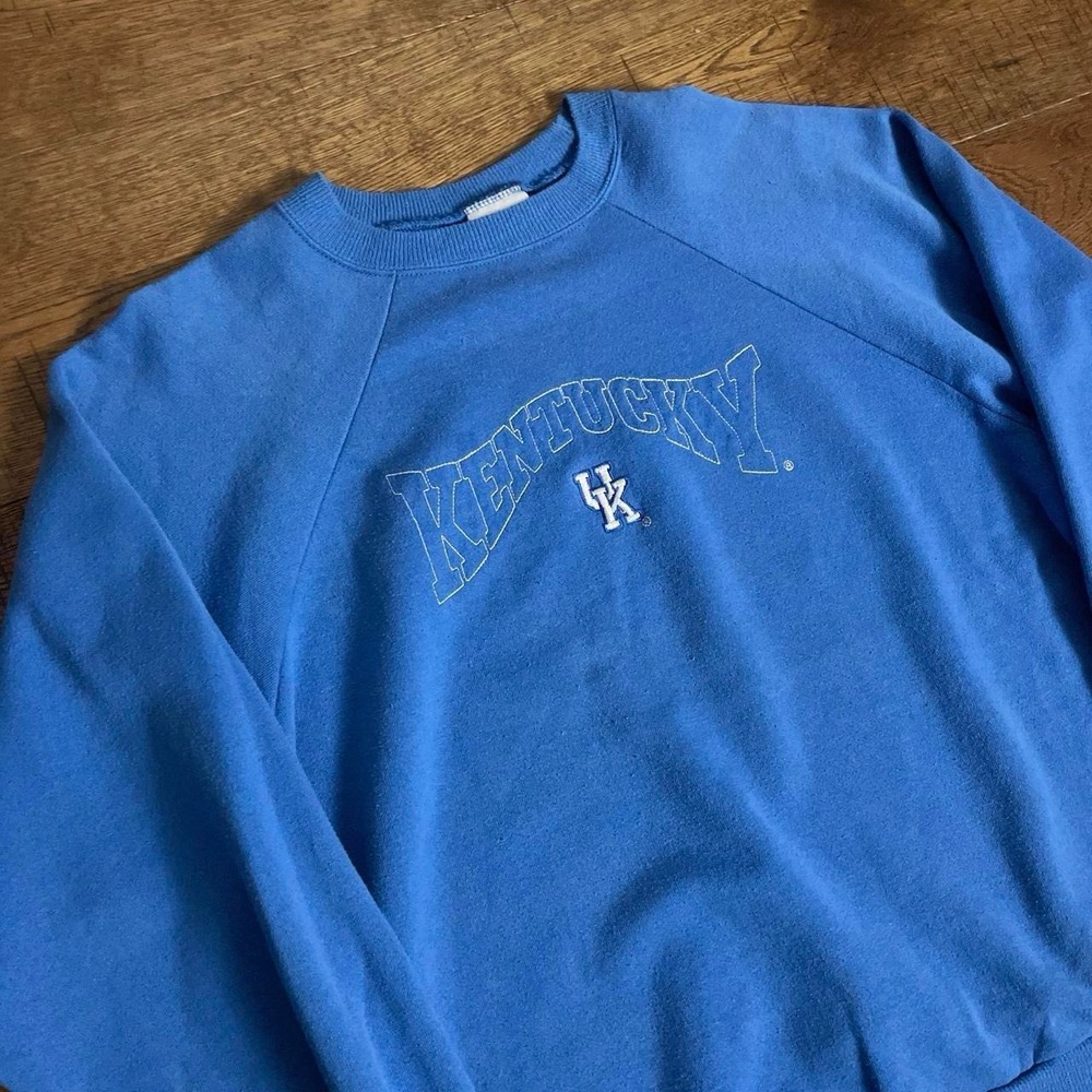 Hanes Sweatshirt Mens XL Blue Vintage 90s University of Kentucky Raglan Crewneck